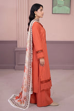 Gul-e-Seher By Johra - 3PC Unstitched Chikankari Lawn Suit (Burnt Orange)