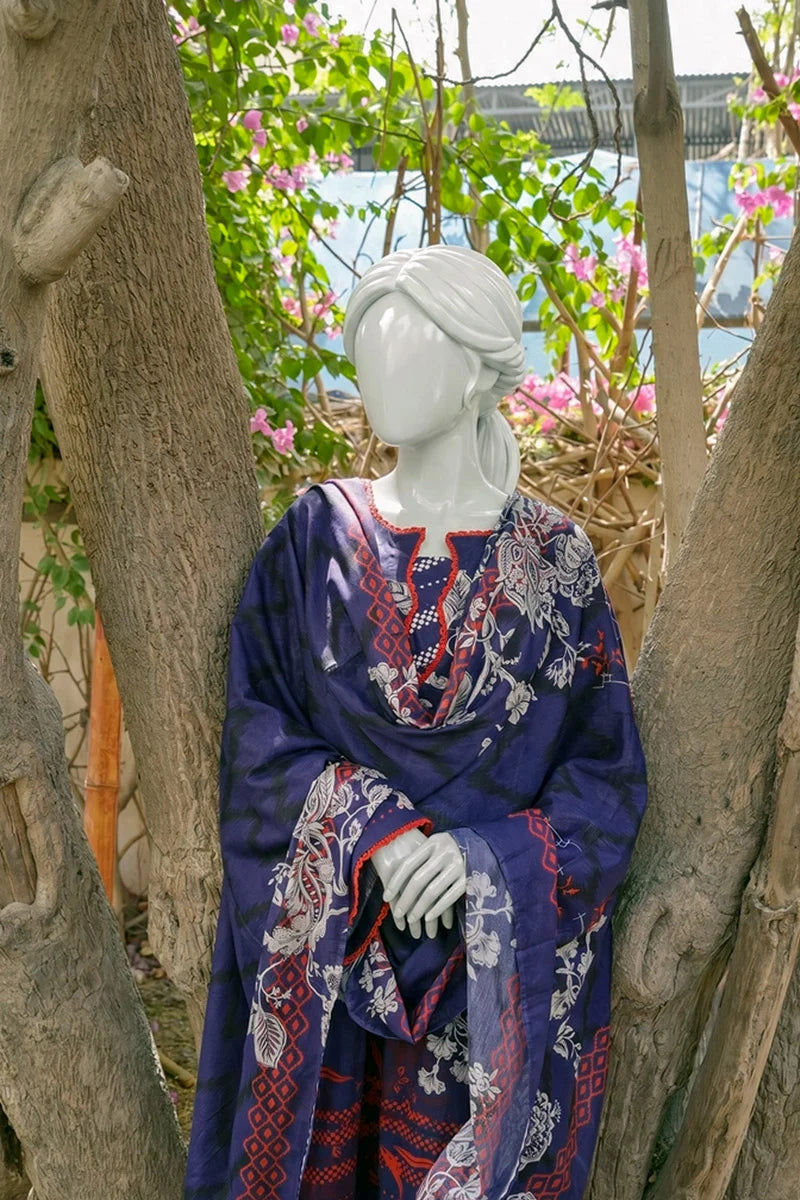 Aryana By KBC Fashion - 3PC Unstitched Printed Lawn Suit (Indigo)
