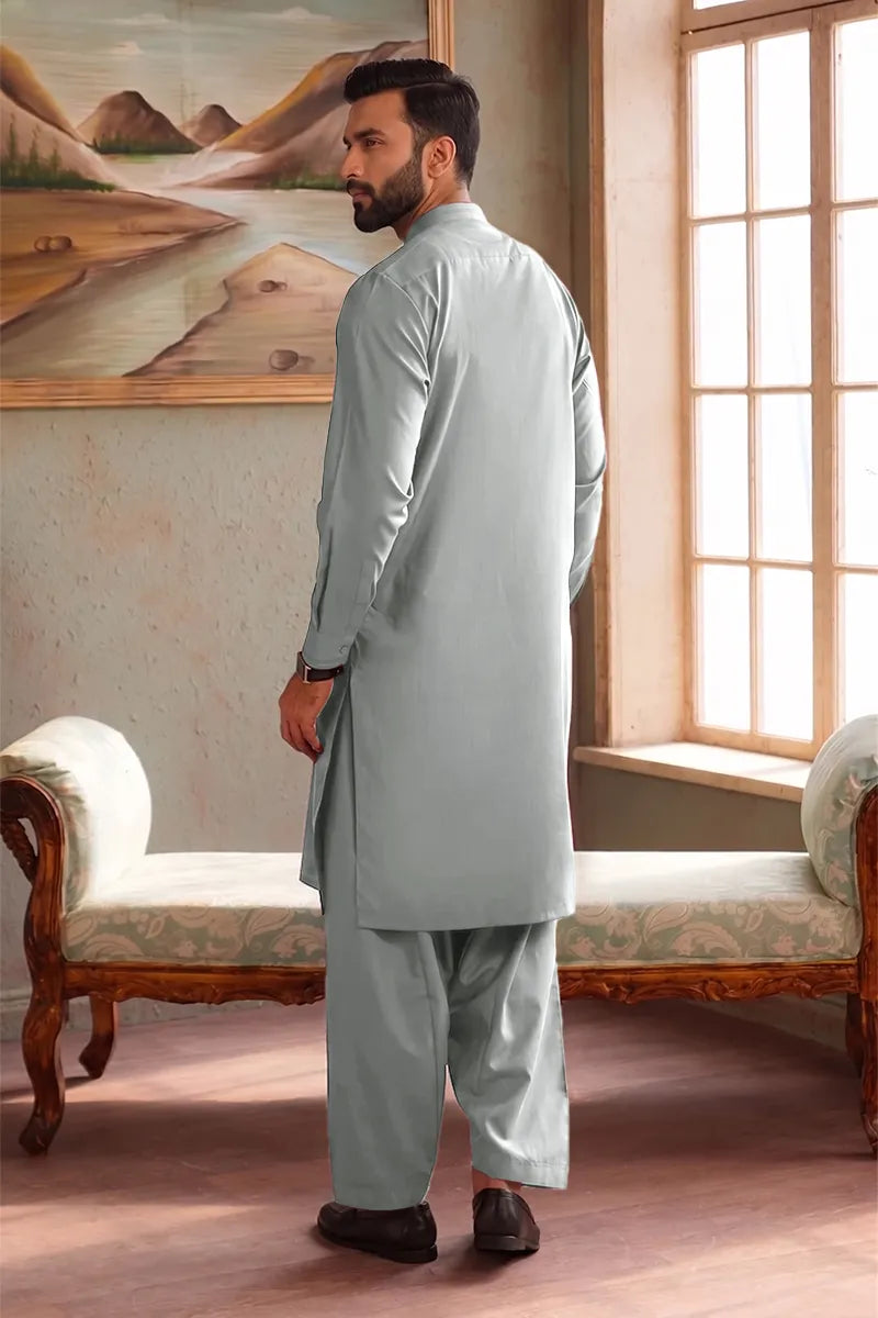 Men’s Wash & Wear Unstitched Fabric By KBC Fashion (Light Ice Blue)