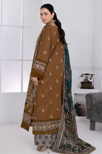 Muswa By Johra - 3PC Unstitched Embroidered Lawn Suit (Brown)