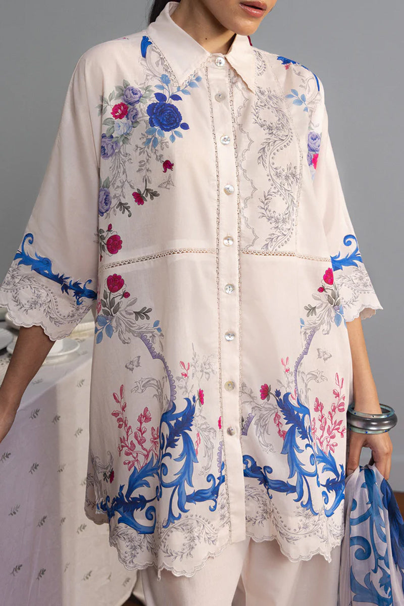 COCO By Zara Shahjahan - 3-Piece Unstitched Printed Lawn Suit (Pale Blush)