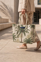 KBC - Canvas Handbags (Cream & Palm Leaf Green)