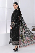 Muswa By Johra - 3PC Unstitched Embroidered Lawn Suit (Black)
