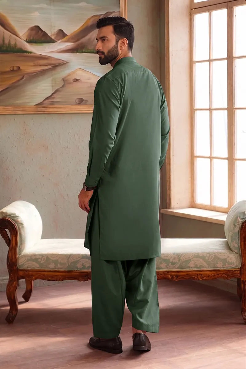 Men’s Wash & Wear Unstitched Fabric By KBC Fashion (Sage Green)