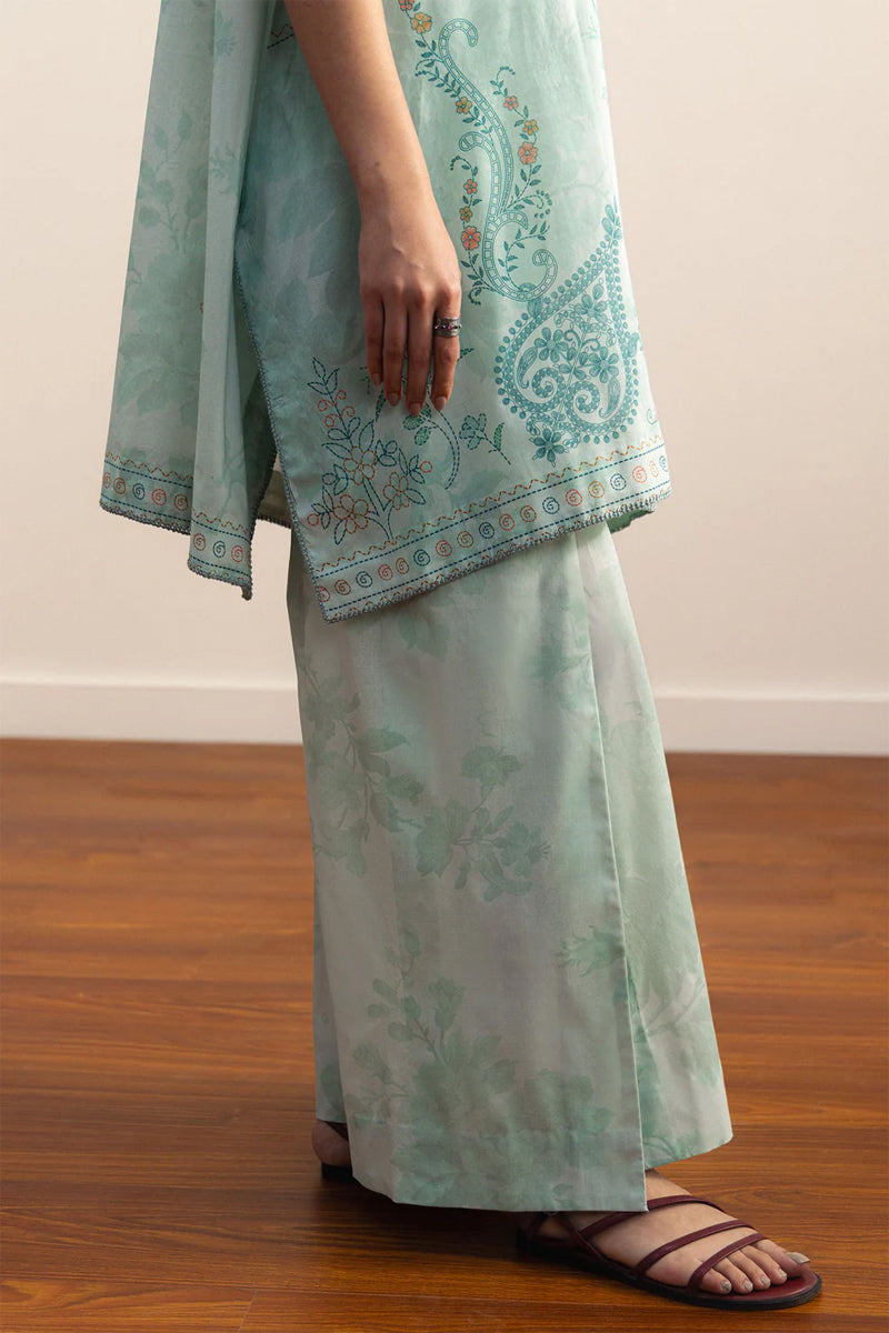 COCO By Zara Shahjahan - 3-Piece Unstitched Printed Lawn Suit (Pale Aqua)