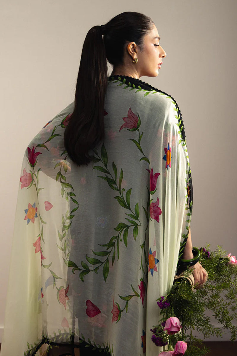 COCO By Zara Shahjahan - 3-Piece Unstitched Printed Lawn Suit (Black & Hot Pink)