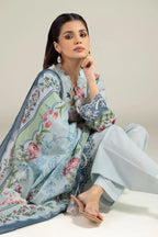 Khaadi – 3 Piece Unstitched Premium Embroidered Digital Printed Lawn Suit (Pale Sage)