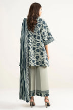 Sapphire (Vol.4) - 3PC Unstitched Printed Lawn Suit (Pale Sage Green & Deep Navy)