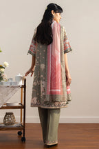 COCO By Zara Shahjahan - 3-Piece Unstitched Printed Lawn Suit (Sage Green & Dusty Rose)