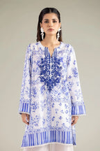Khaadi – 3 Piece Unstitched Premium Embroidered Digital Printed Lawn Suit (Vivid Blue & White)