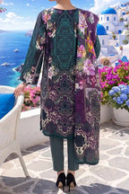 Aabruh Vol-1 3PC Unstitched Printed Lawn Suit (Deep Midnight Violent & Charcoal Olive)