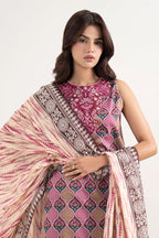 Sapphire By KBC - 3PC Unstitched Digital Printed Lawn Suit (Deep Berry & Mauve)