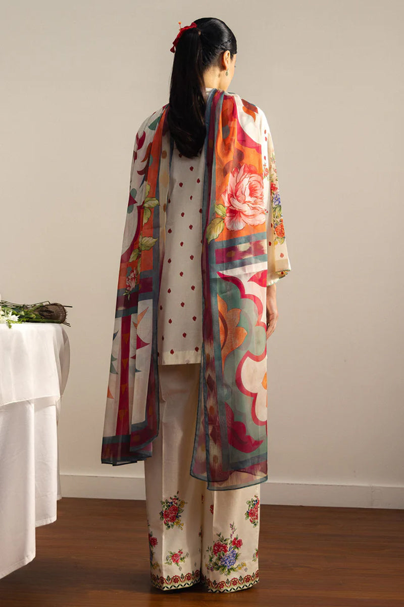 COCO By Zara Shahjahan - 3-Piece Unstitched Printed Lawn Suit (Cream)