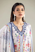 Khaadi – 3 Piece Unstitched Premium Embroidered Digital Printed Lawn Suit (Pure White)
