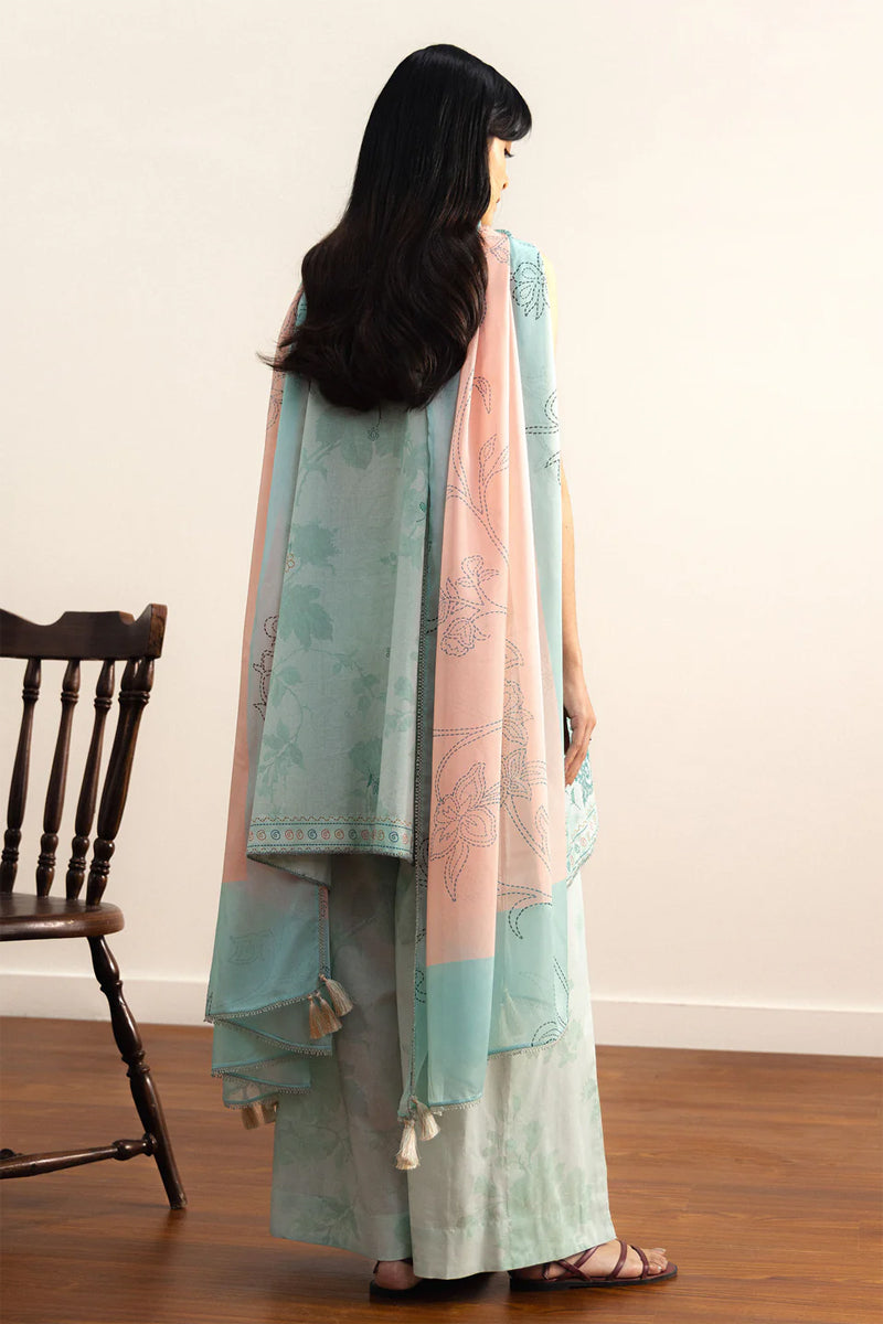 COCO By Zara Shahjahan - 3-Piece Unstitched Printed Lawn Suit (Pale Aqua)