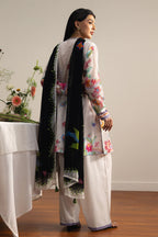 COCO By Zara Shahjahan - 3-Piece Unstitched Printed Lawn Suit (White & Black)