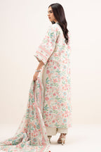 Elahéh By Maria B - 3PC Unstitched Digital Printed Lawn Suit (Ivory & Salman Pink)