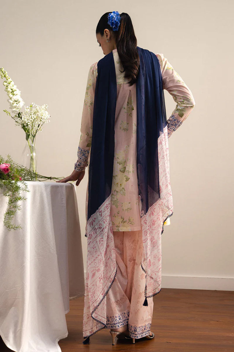 COCO By Zara Shahjahan - 3-Piece Unstitched Printed Lawn Suit (Pastel Rose)