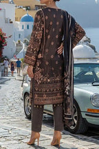 Aabruh Vol-1 3PC Unstitched Printed Lawn Suit (Dark Coffee Floral)