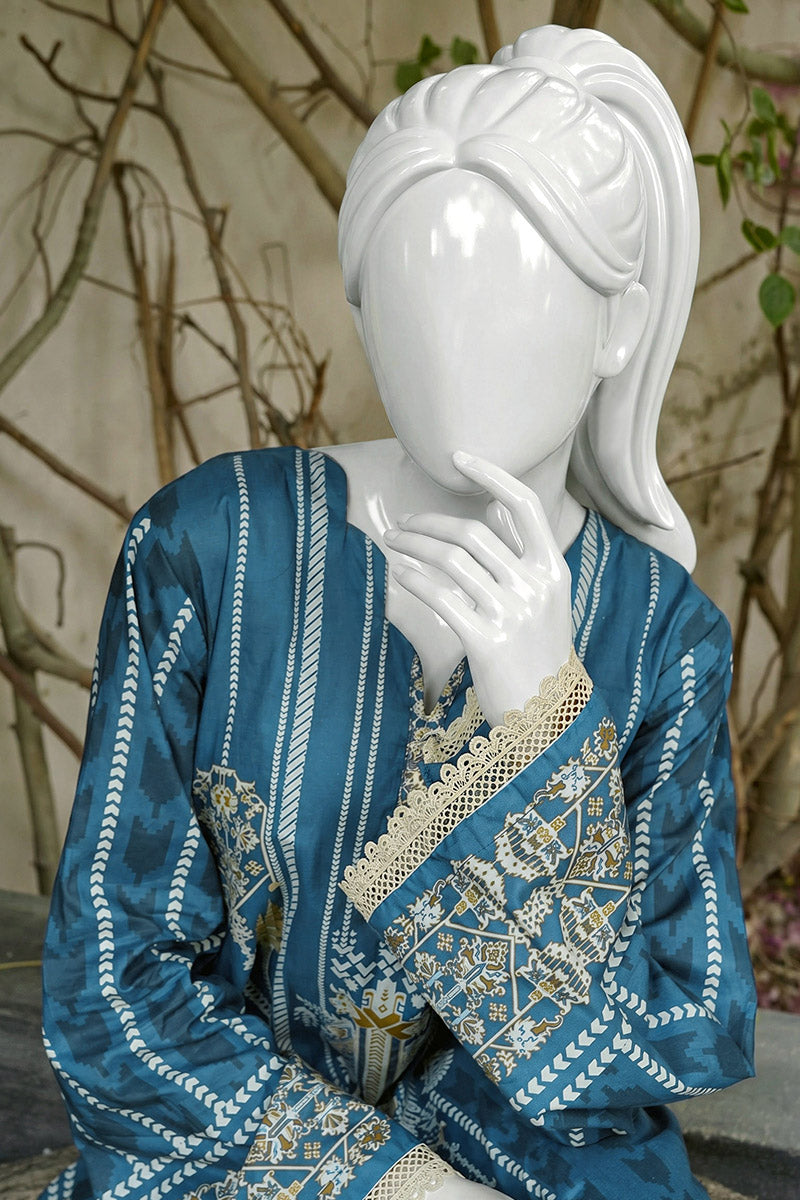 Aryana By KBC Fashion - 3PC Unstitched Printed Lawn Suit (Deep Teal)