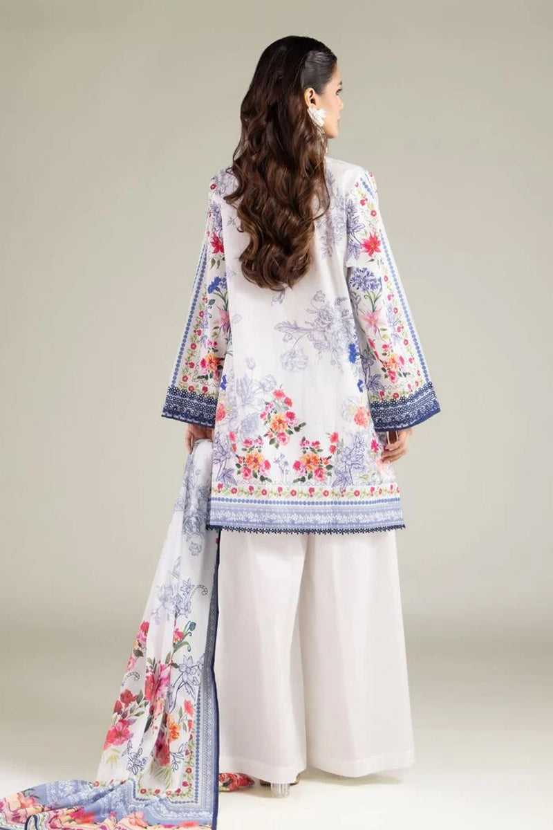 Khaadi – 3 Piece Unstitched Premium Embroidered Digital Printed Lawn Suit (Pure White)