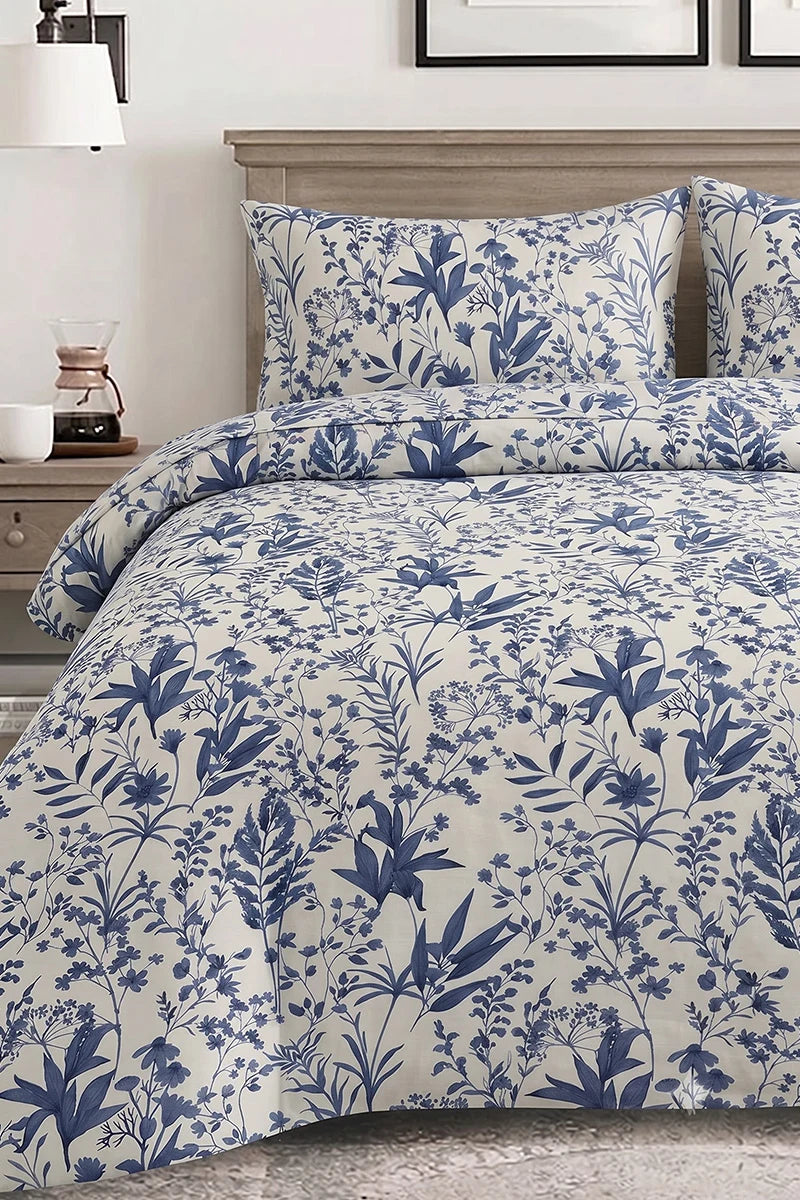 Premium Cotton Bedsheet Set King Size with Pillow Covers (Classic Navy Blue)