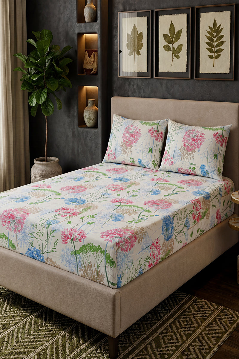 Premium Cotton Fitted Bed Sheet Set By KBC Fashion (White)