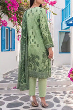 Aabruh Vol-1 3PC Unstitched Printed Lawn Suit (Leaf Green Floral)