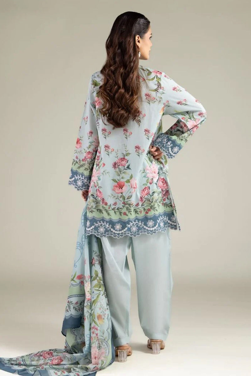 Khaadi – 3 Piece Unstitched Premium Embroidered Digital Printed Lawn Suit (Pale Sage)
