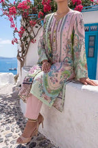 Aabruh Vol-1 3PC Unstitched Printed Lawn Suit (Pastel Pink & Pista)