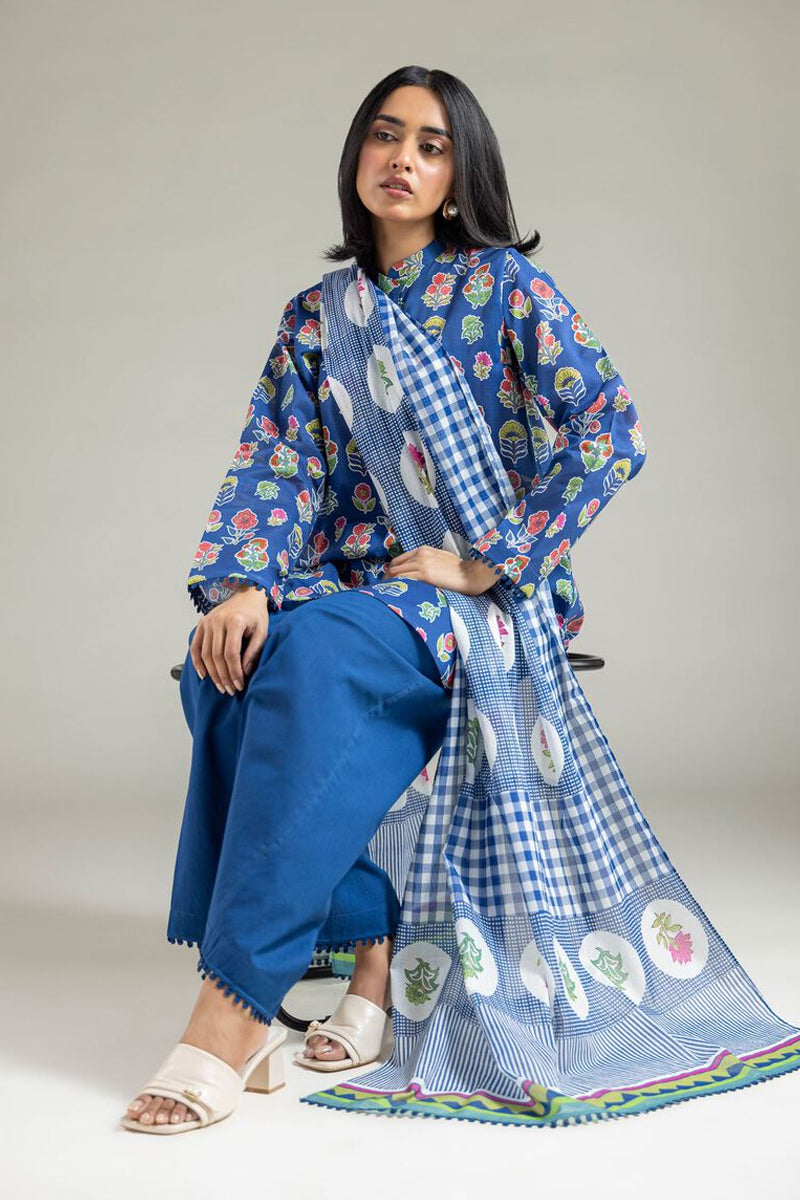 Khaadi – Summer Series 3 Piece Unstitched Printed Lawn Suit (Royal Blue)