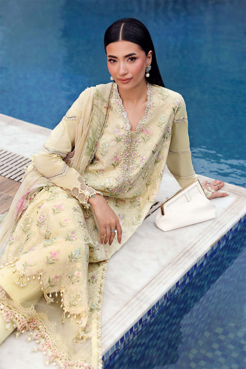 Elahéh By Maria B - 3PC Unstitched Digital Printed Lawn Suit (Pale Lemon)