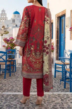 Aabruh Vol-1 3PC Unstitched Printed Lawn Suit (Deep Red Floral)