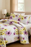 Premium Printed 200 GSM Comforter (Crisp White & Bright Sunny Yellow, Medium Purple)