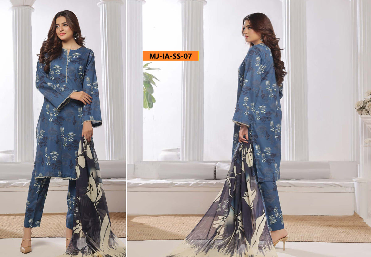 MJ INAAYA ALI - Unstitched Printed 3pc Lawn Chapter 1 signature series