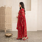 Afsha By Bareeze Fashion Embroidery – Unstitched 3 Piece Suit (Red)