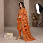 Afsha By Bareeze Fashion Embroidery – Unstitched 3 Piece Suit (Orange)