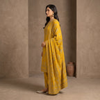 Afsha By Bareeze Fashion Embroidery – Unstitched 3 Piece Suit (Dark Yellow)