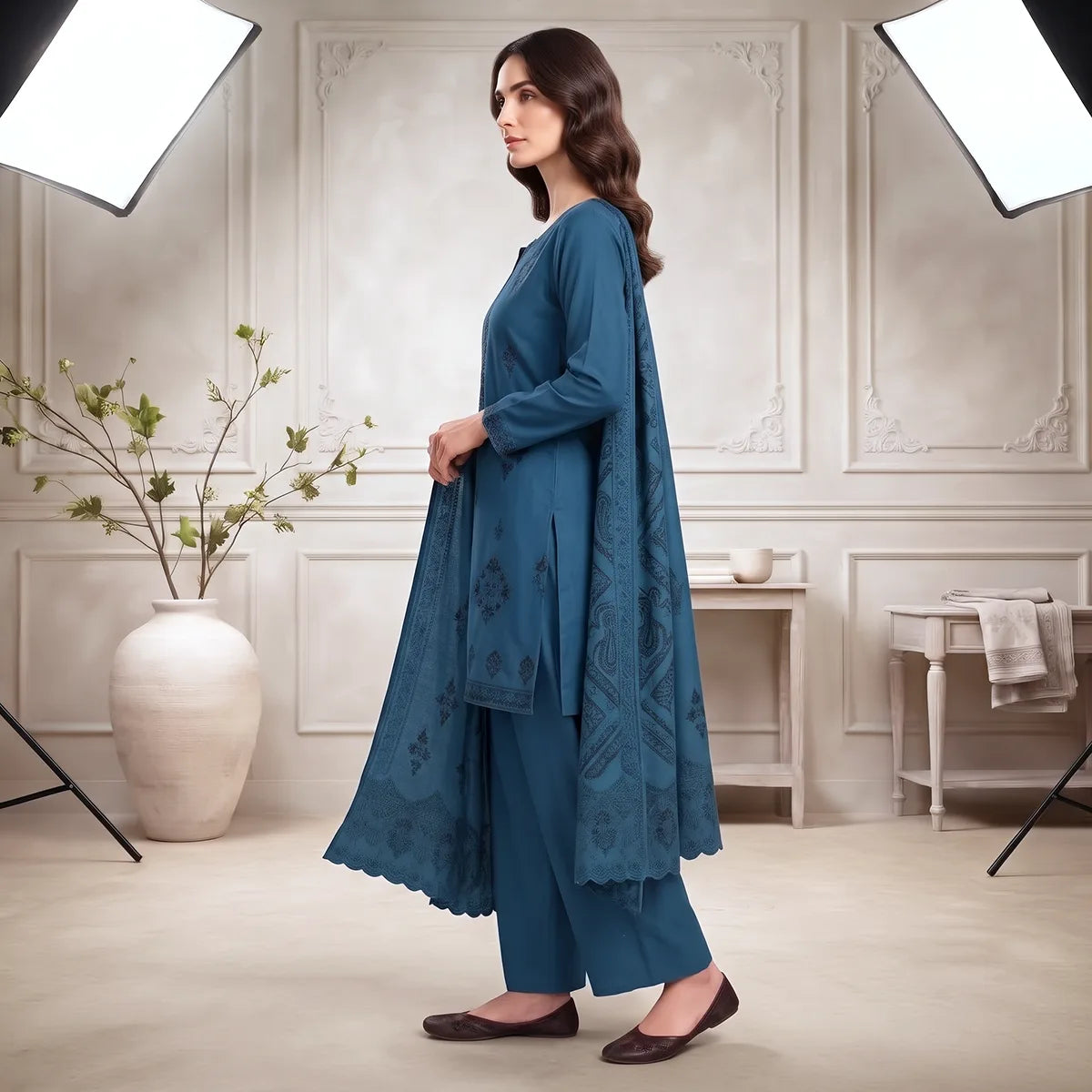 Faiqa By Bareeze Embroidery – Unstitched 3 Piece Suit (San Juan)