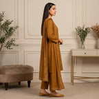 Wajiha By Bareeze Embroidery – Unstitched 3 Piece Suit – Bronze