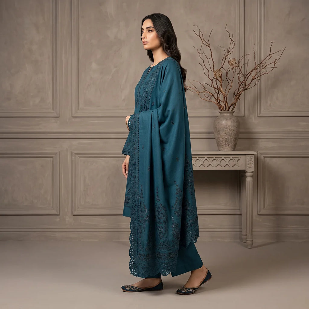 Wajiha By Bareeze Embroidery – Unstitched 3 Piece Suit – Atoll