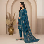 Afsha By Bareeze Fashion Embroidery – Unstitched 3 Piece Suit (Limed Spruce)