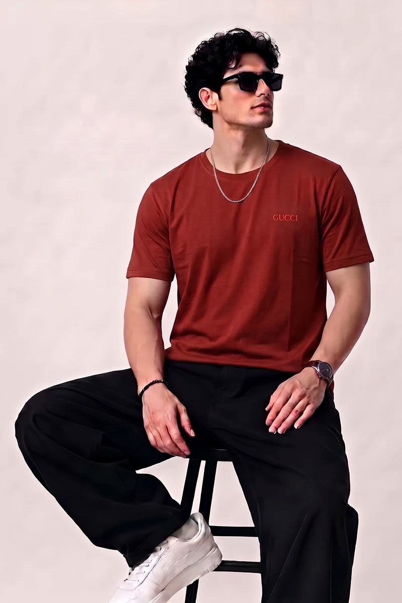 Gucci Round Neck Dri-Fit T-Shirt - Dark Peach