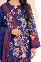 Aryana By KBC Fashion - 3PC Unstitched Printed Lawn Suit (Indigo)