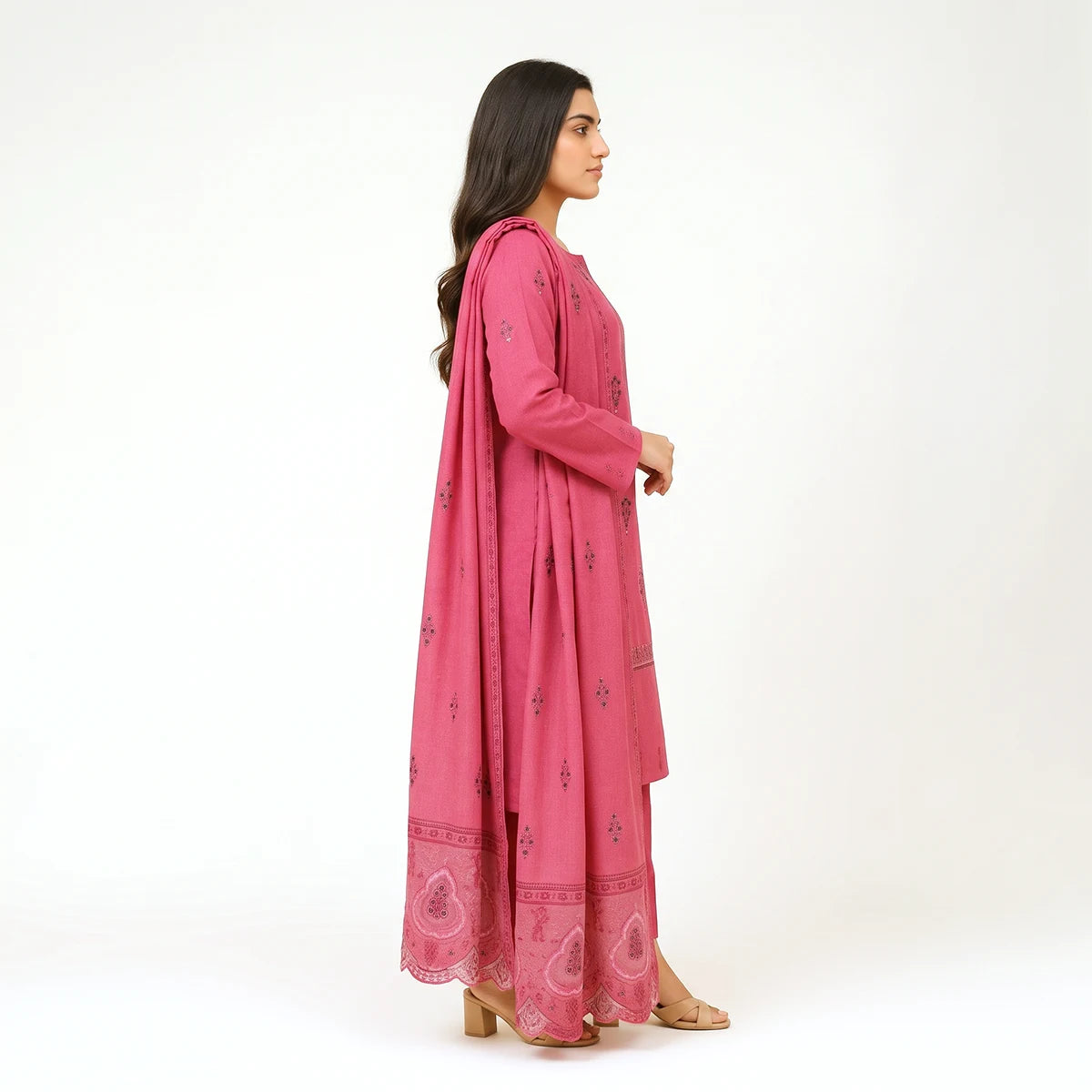 Faiqa By Bareeze Embroidery – Unstitched 3 Piece Suit (Pink Violet)