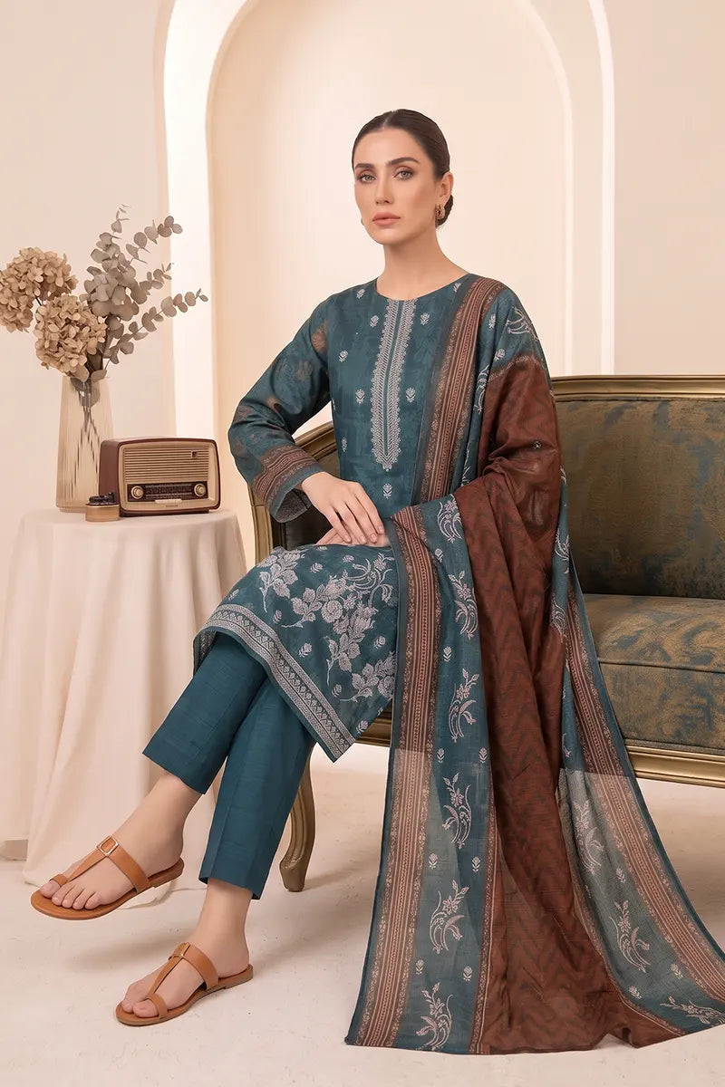 Rimal Vol 87 Embroidery Unstitched 3-Piece Lawn Suit (Ocean Blue)