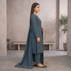 Faiqa By Bareeze Embroidery – Unstitched 3 Piece Suit (Gray Chateau)