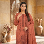 Chaman By Bareeze Embroidery – Unstitched 3 Piece Suit - Peach