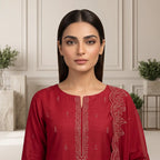 Wajiha By Bareeze Embroidery – Unstitched 3 Piece Suit – Red