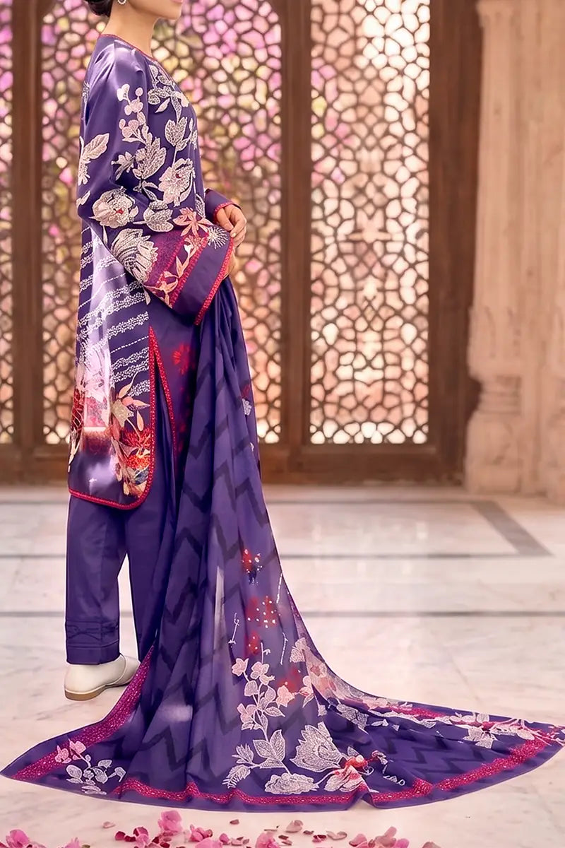 Aryana By KBC Fashion - 3PC Unstitched Printed Lawn Suit (Indigo)